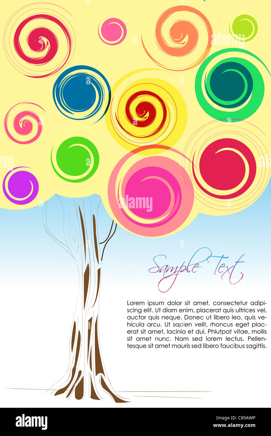 illustration of colorful vector tree Stock Photo - Alamy