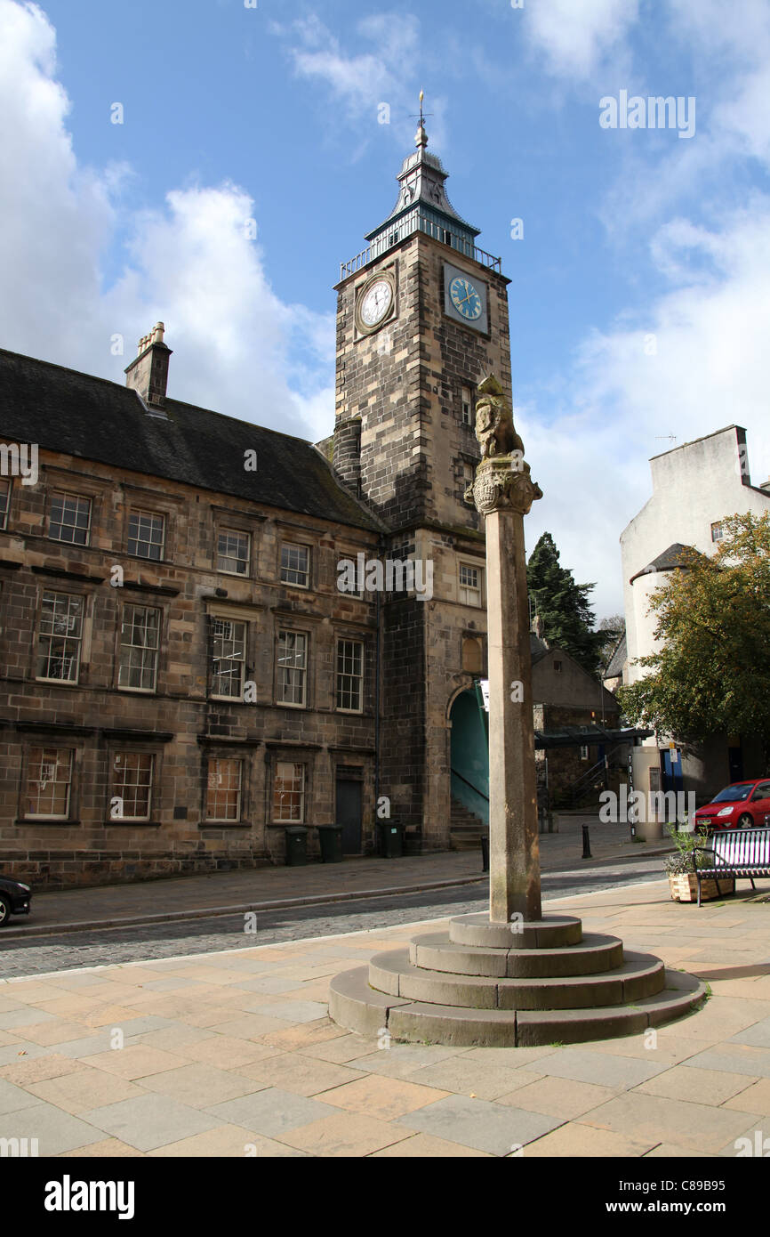 City of Stirling, Scotland. Parts of the restored Mercat Cross in Broad