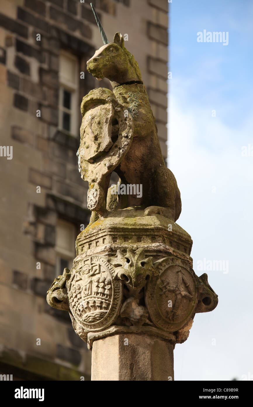 City of Stirling, Scotland. Close up view of the finial Unicorn on the