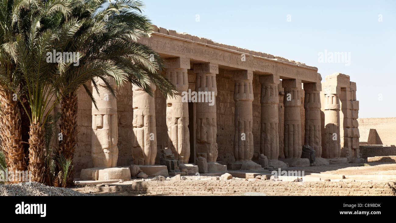 Portico of the Mortuary Temple of Seti I on West Bank of the Nile at Luxor, Egypt, North Africa Stock Photo