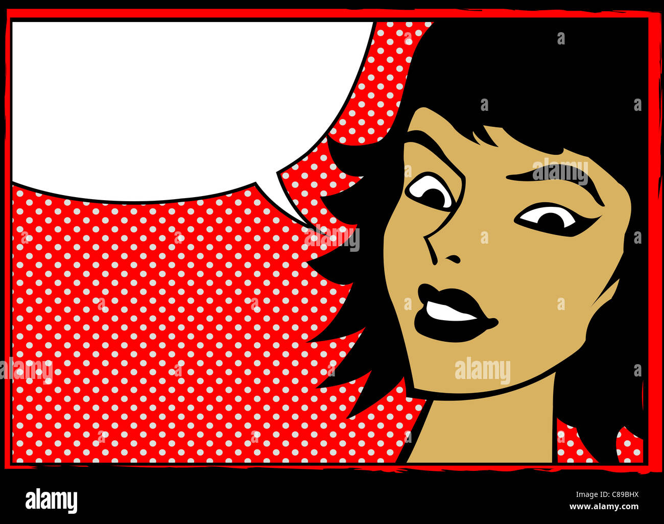 Pop art retro woman with speech bubble, comics style graphic Stock ...
