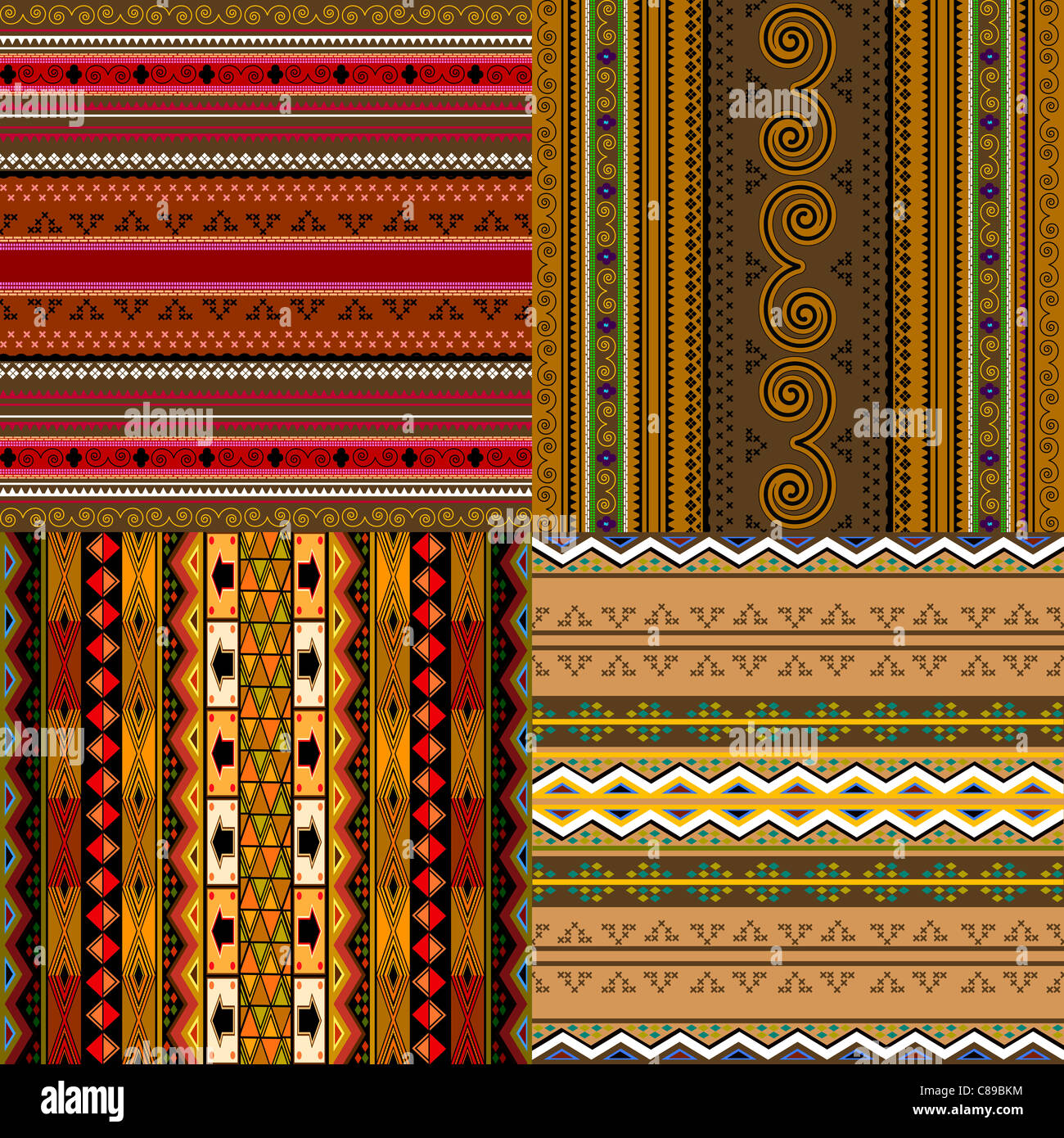 Decorative traditional African backgrounds collection. Stock Photo