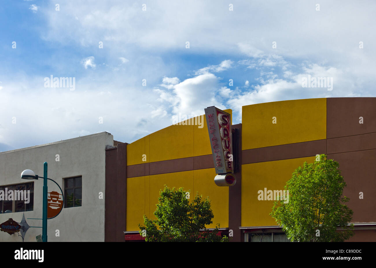 U.S.A. New Mexico, Albuquerque, shops and signs along the Route 66