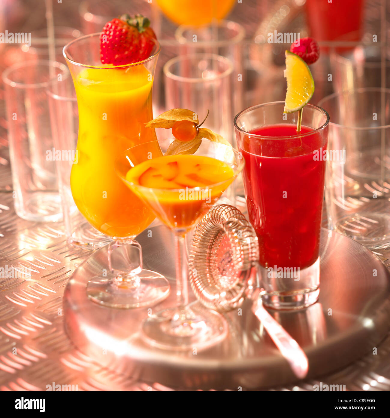 Fruit juice cocktails without alcohol Stock Photo Alamy