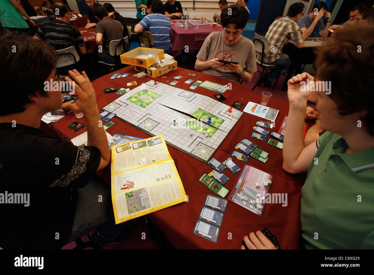 Gamers in Frag role-playing game (RPG) session Stock Photo