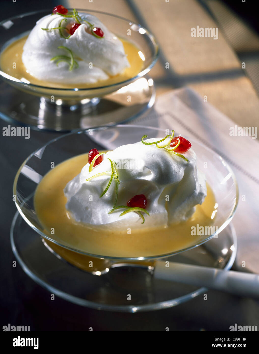 Whisked egg white dessert Stock Photo Alamy