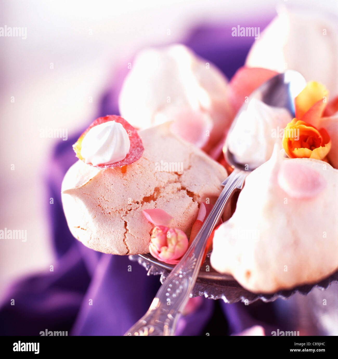 Meringues with whipped cream Stock Photo Alamy