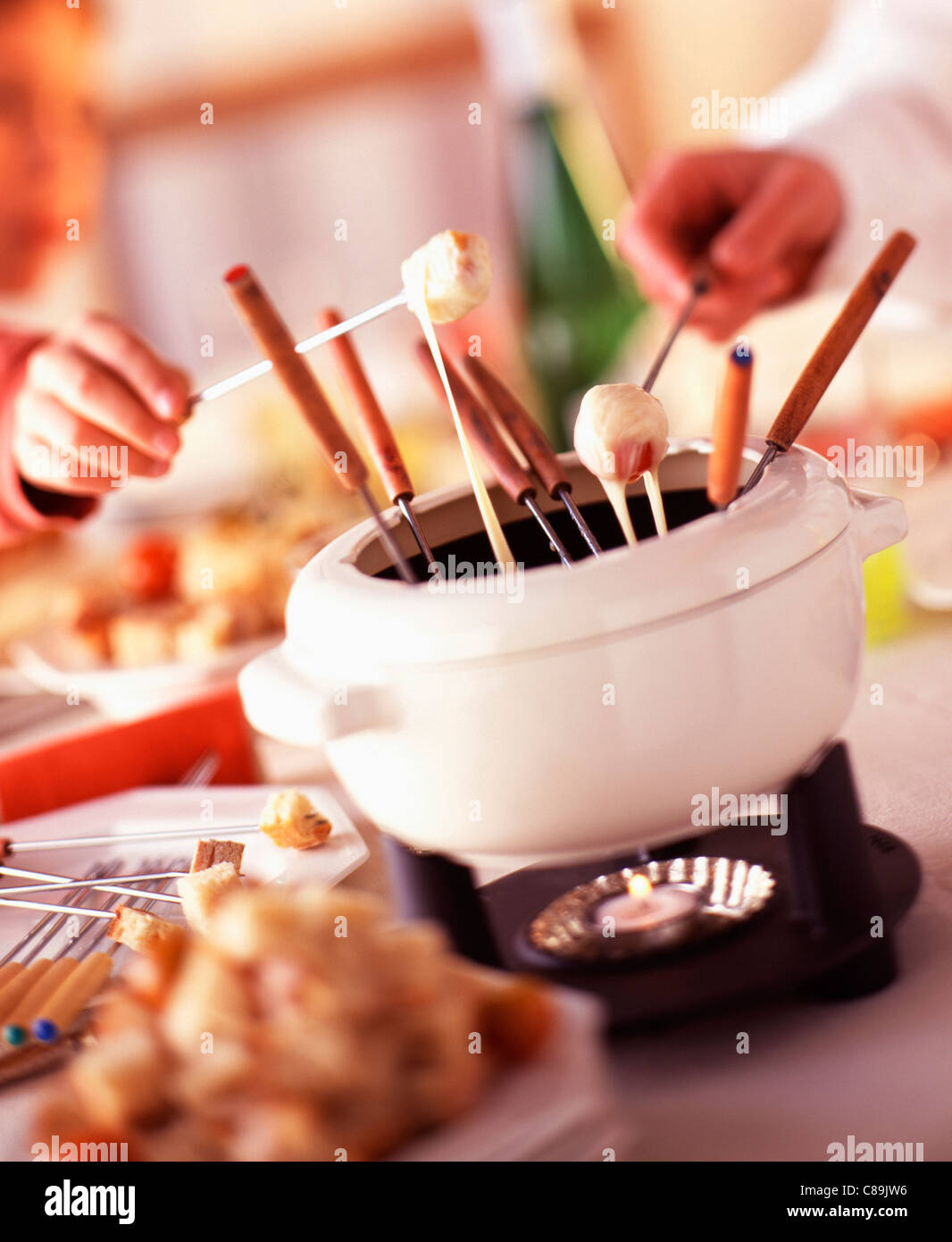 Setting for Savoie fondue Stock Photo Alamy
