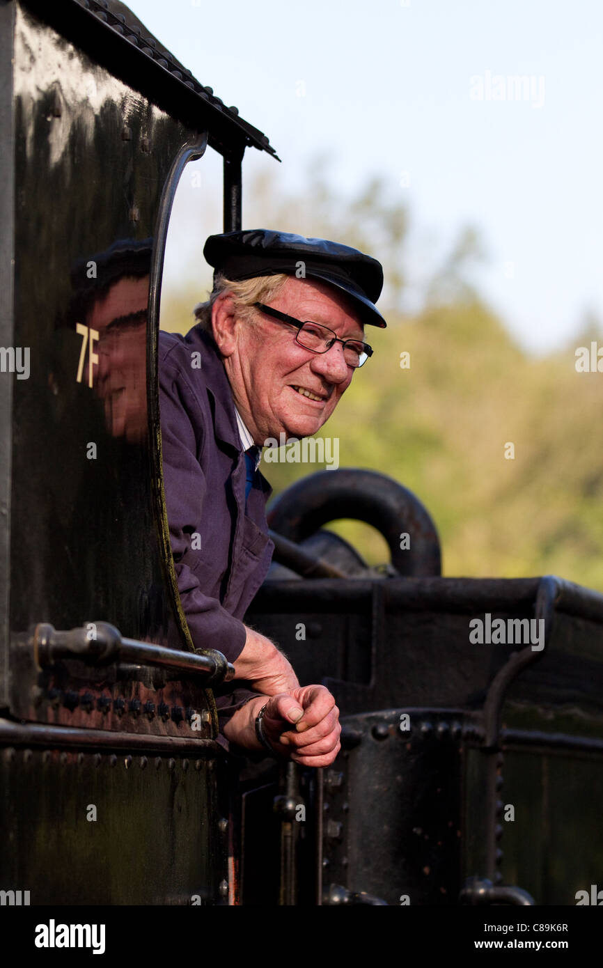 Steam Train Driver at the 2011 Pickering War and Wartime Weekend, North Yorkshire, UK Stock