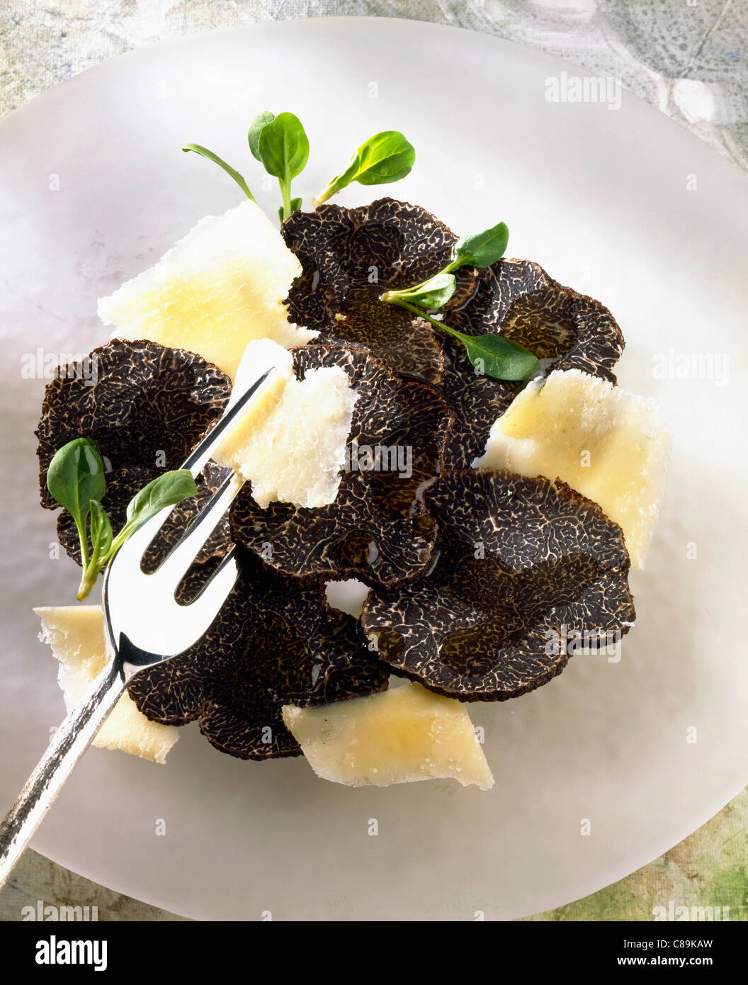 Black truffle and Parmesan salad Stock Photo Alamy