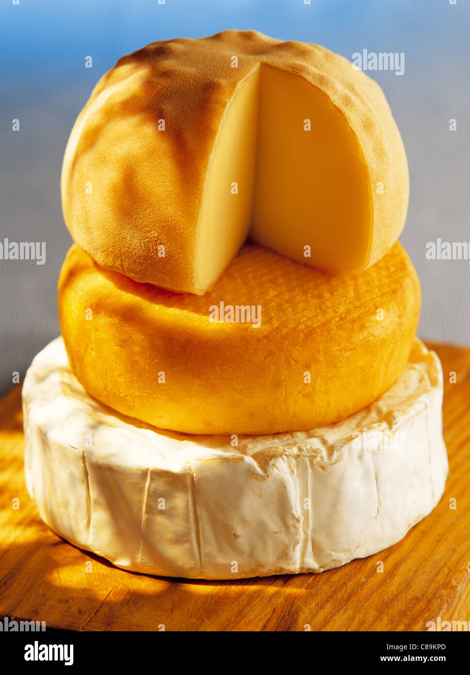 Stacked cheeses Stock Photo