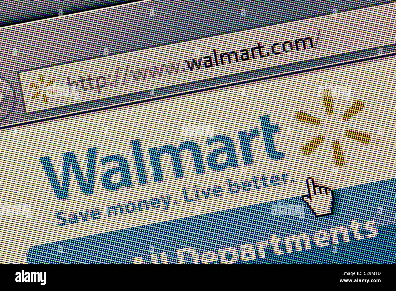 Walmart logo and website close up Stock Photo