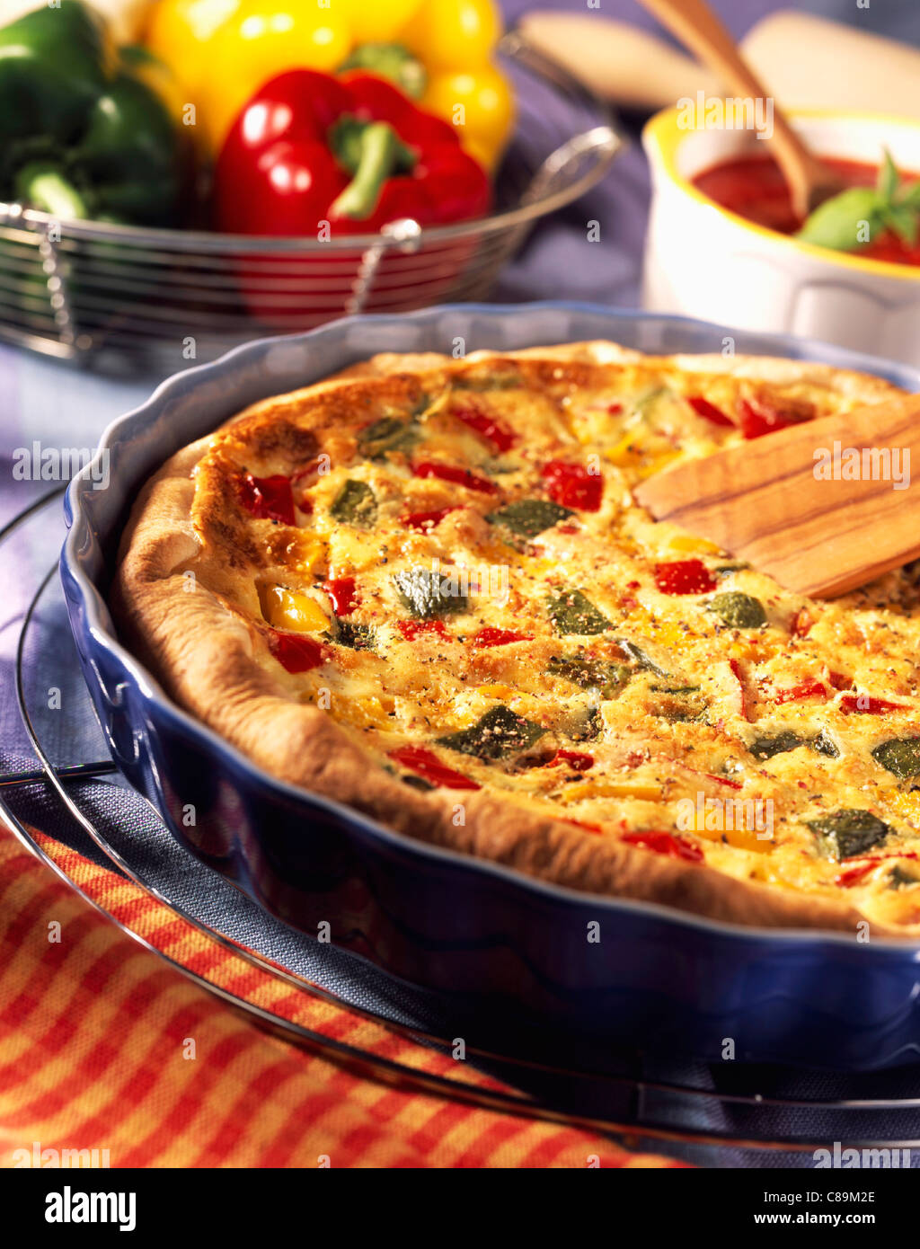 Anchovy and pepper quiche Stock Photo Alamy
