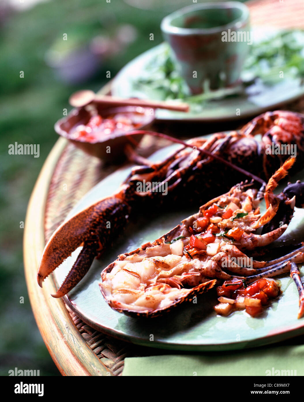 Lobster with dried tomato sauce Stock Photo