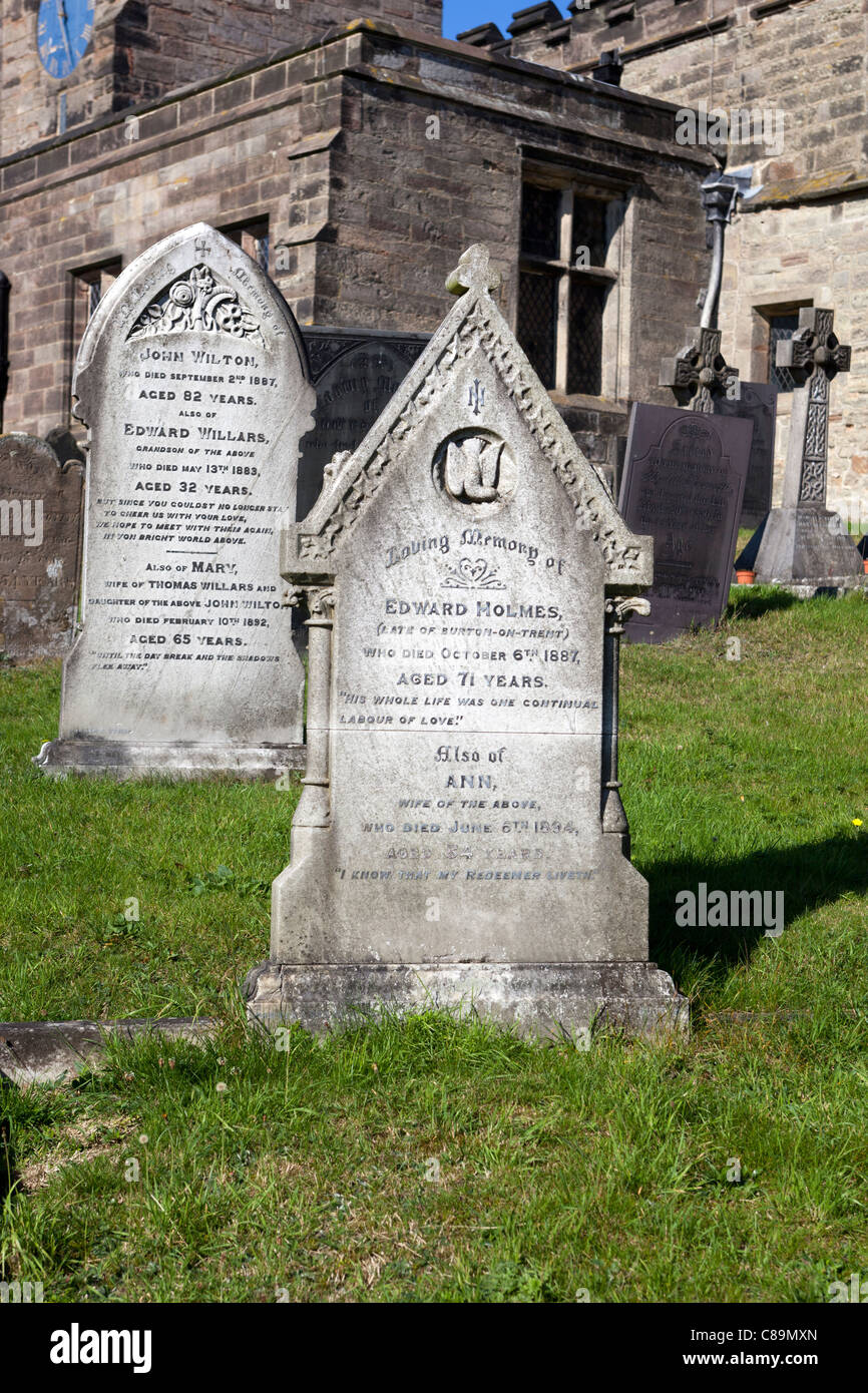 Gravestones in the grounds of St James Church Smisby Stock Photo