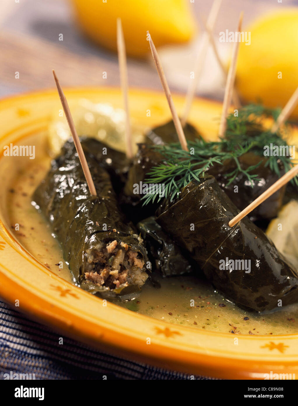Vine leaves stuffed with meat Stock Photo Alamy