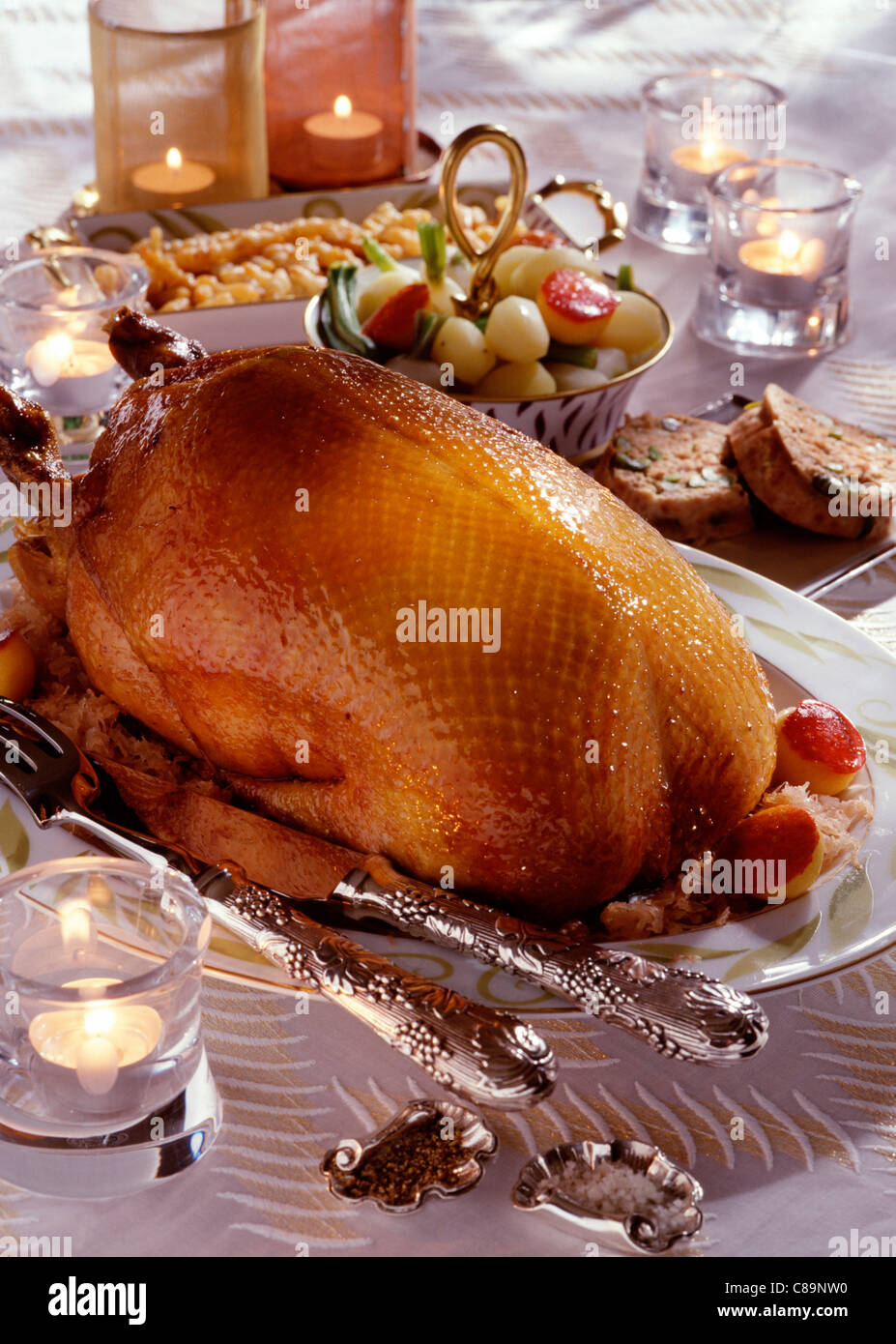 Goose with sauerkraut and potato stuffing Stock Photo Alamy
