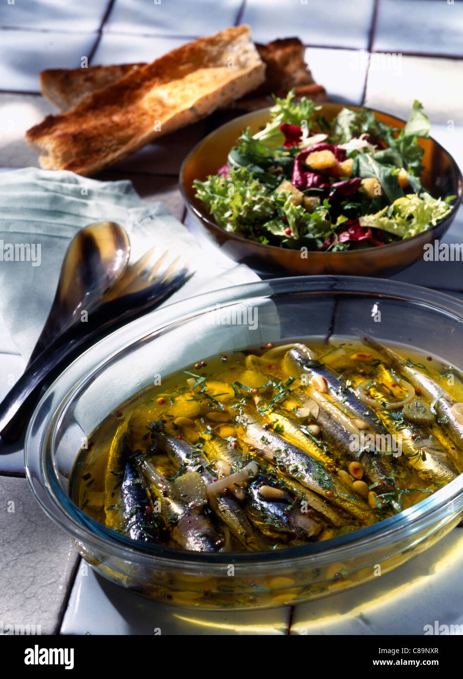 Marinated sardines and anchovies Stock Photo Alamy
