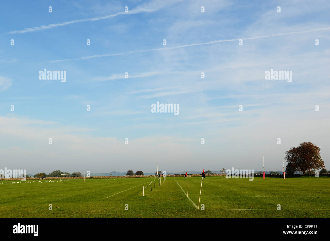 Empty football pitches Stock Photo