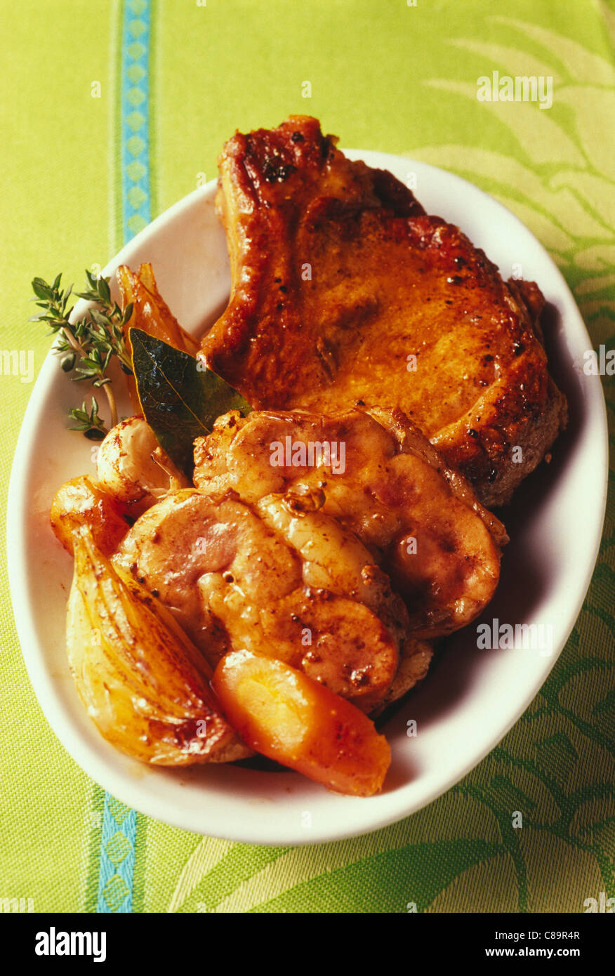 Veal chop and kidney fricassée Stock Photo Alamy