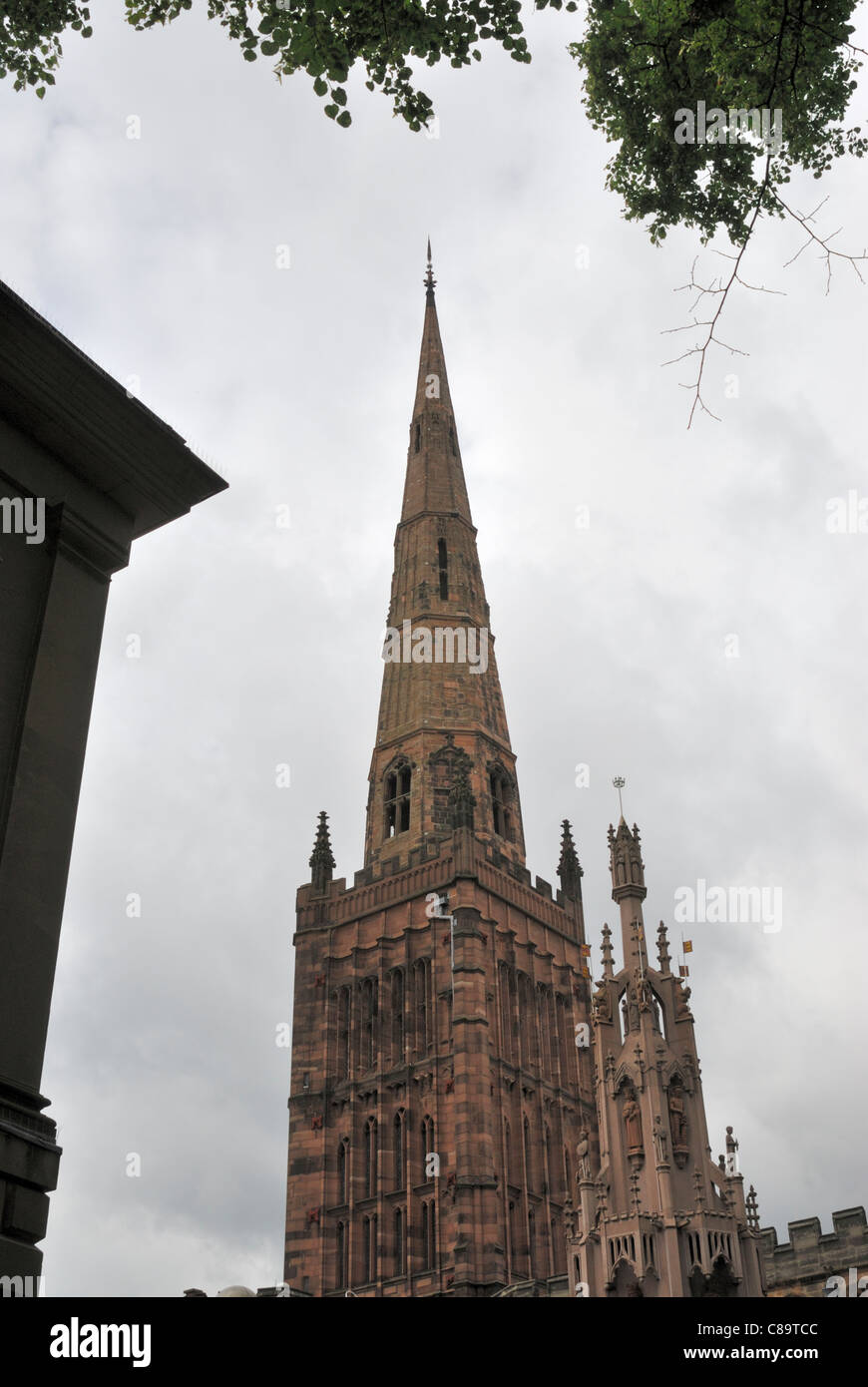 View of old religious architecture from the OLD  Cathedral, Coventry Stock Photo