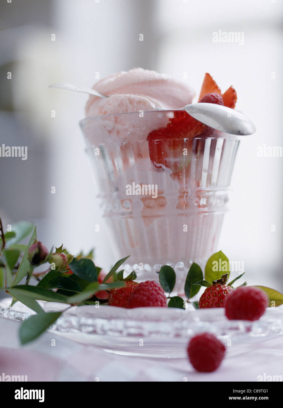 Rose-flavored ice cream Stock Photo