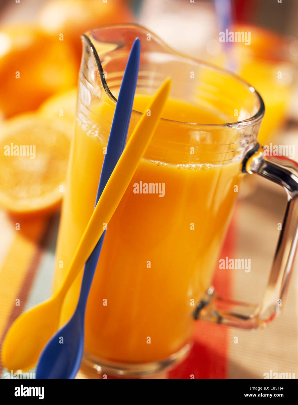Jug of orange juice Stock Photo