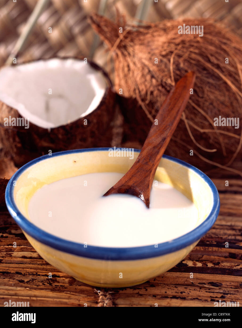 Coconut milk and coconut Stock Photo