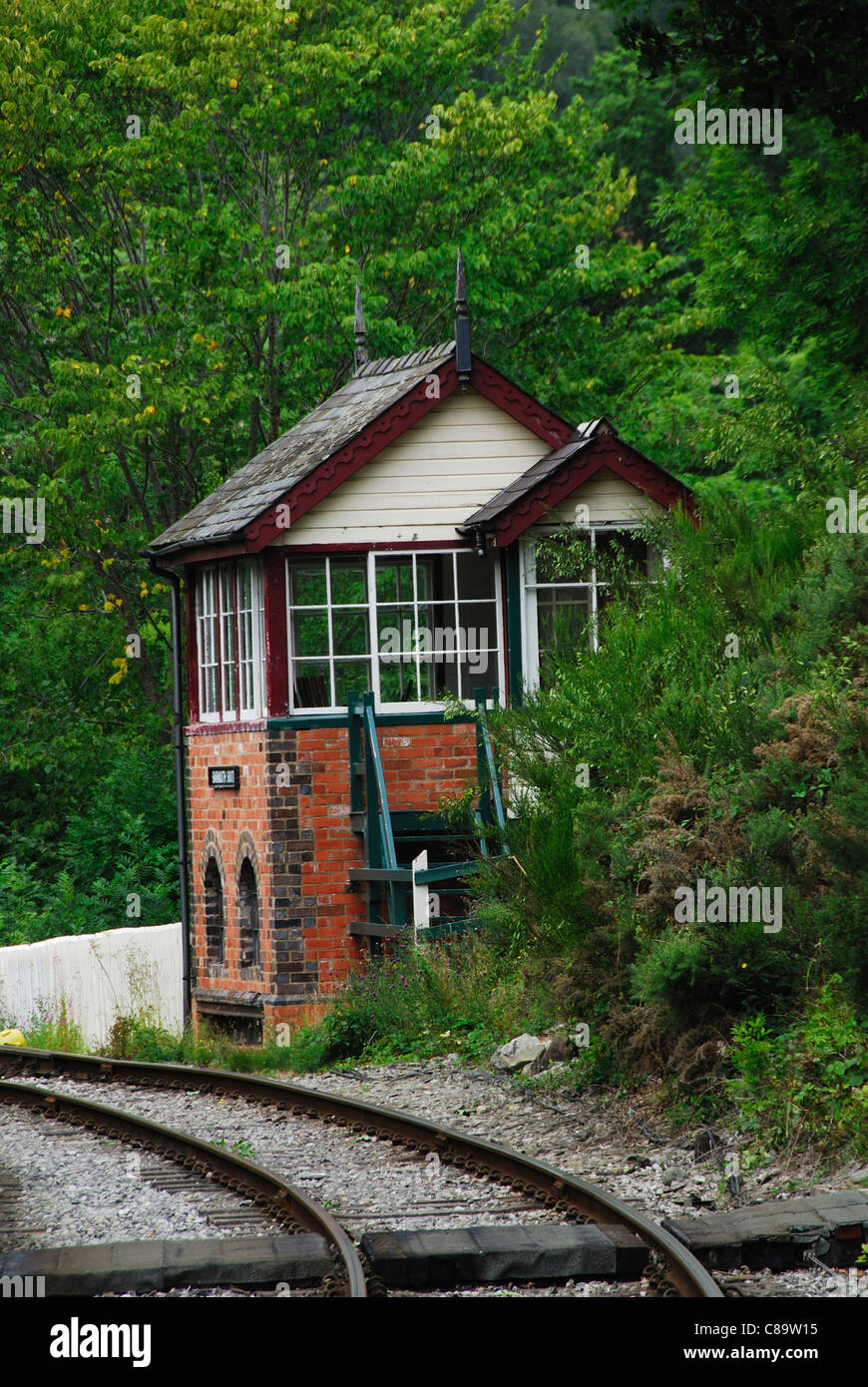 A signal box on the Llangollen Steam Railway North Wales UK Stock Photo