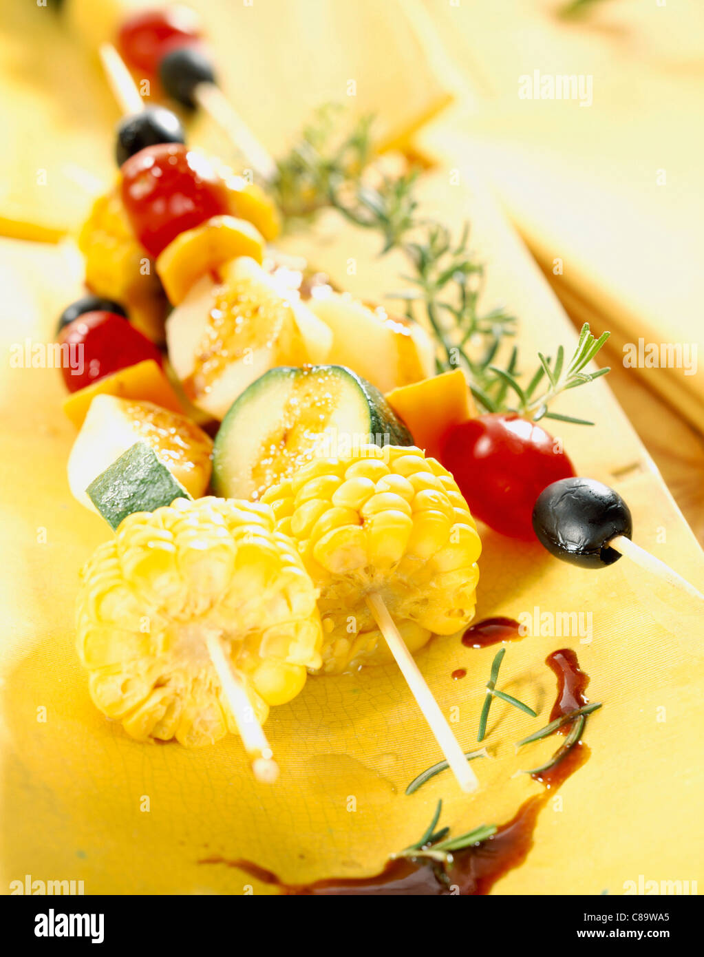 Sweet and sour vegetable kebabs Stock Photo