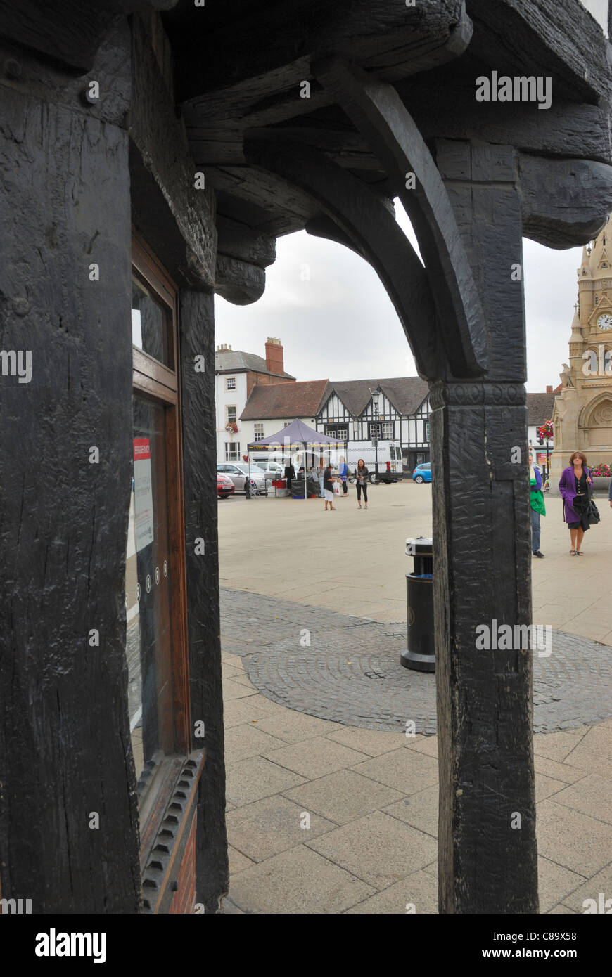 Old Village square, StratforduponAvon through wooden arch, the corner