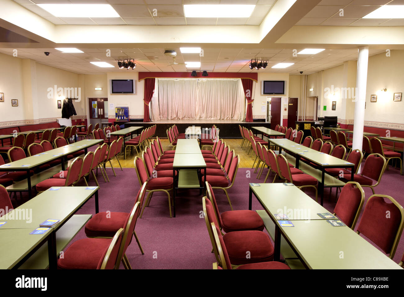 Interior of the concert room in Hartlepool United Supporters Club, Hartlepool, UK. Stock Photo