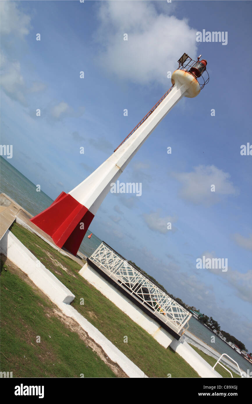 Fort George Lighthouse and Baron Bliss Memorial, Fort George, Belize City, Belize, Caribbean, Central America Stock Photo