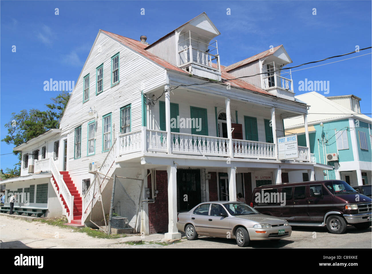 Post Office, North Front Street, Fort George, Belize City, Belize, Caribbean, Central America Stock Photo