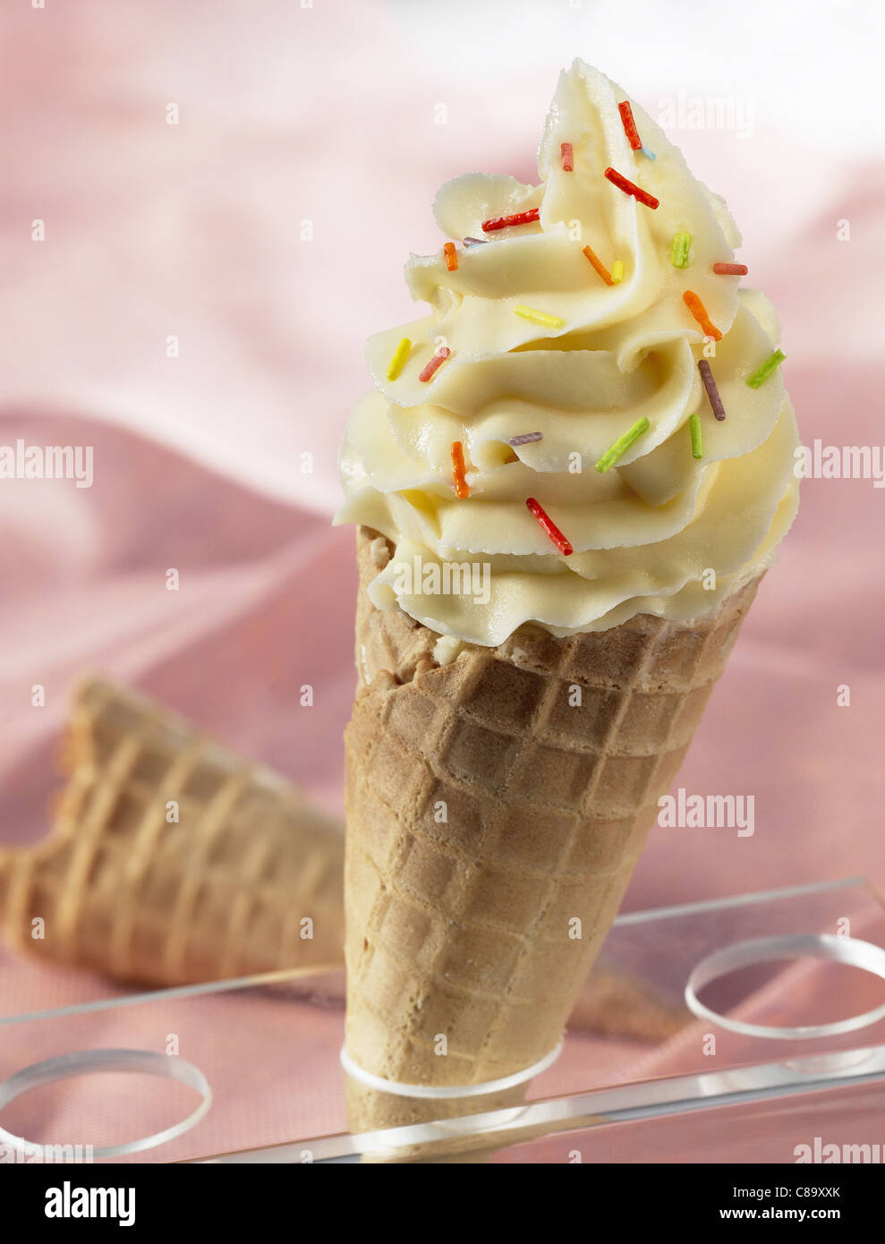 Traditional style banana ice cream cone Stock Photo Alamy