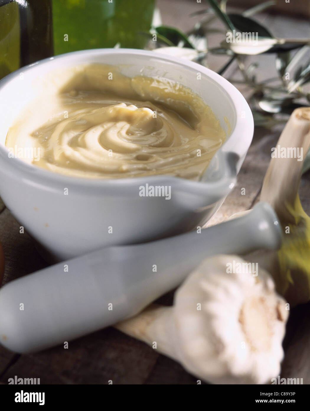 Aioli garlic and olive oil mayonnaise Stock Photo Alamy