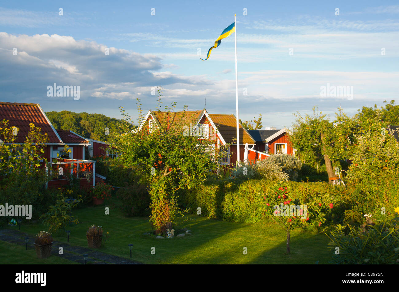 Typical Swedish summer holiday homes with gardens island of Dragsö ...