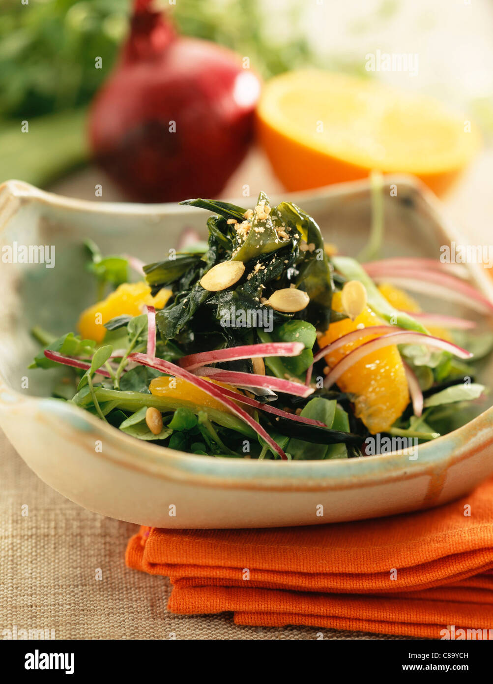 Hiziki and Wakame seaweed salad Stock Photo