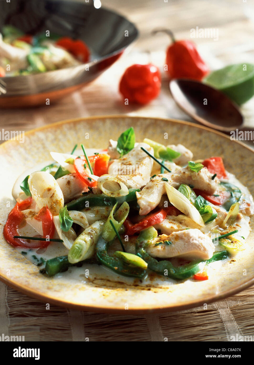 Turkey curry flavored with coconut milk Stock Photo Alamy