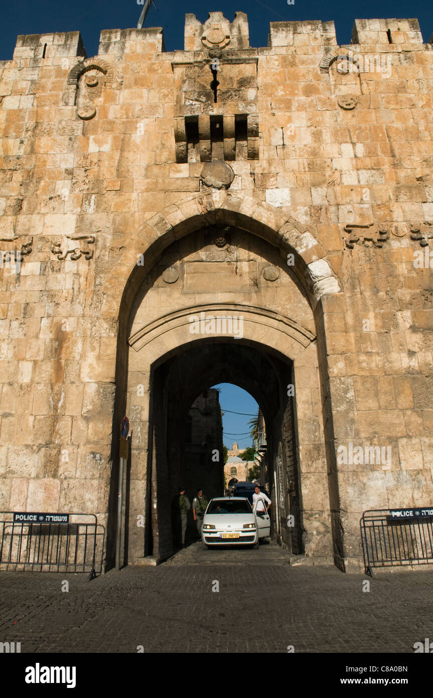 The St Stephens or Lions Gate entering the old city of Jerusalem Stock Photo