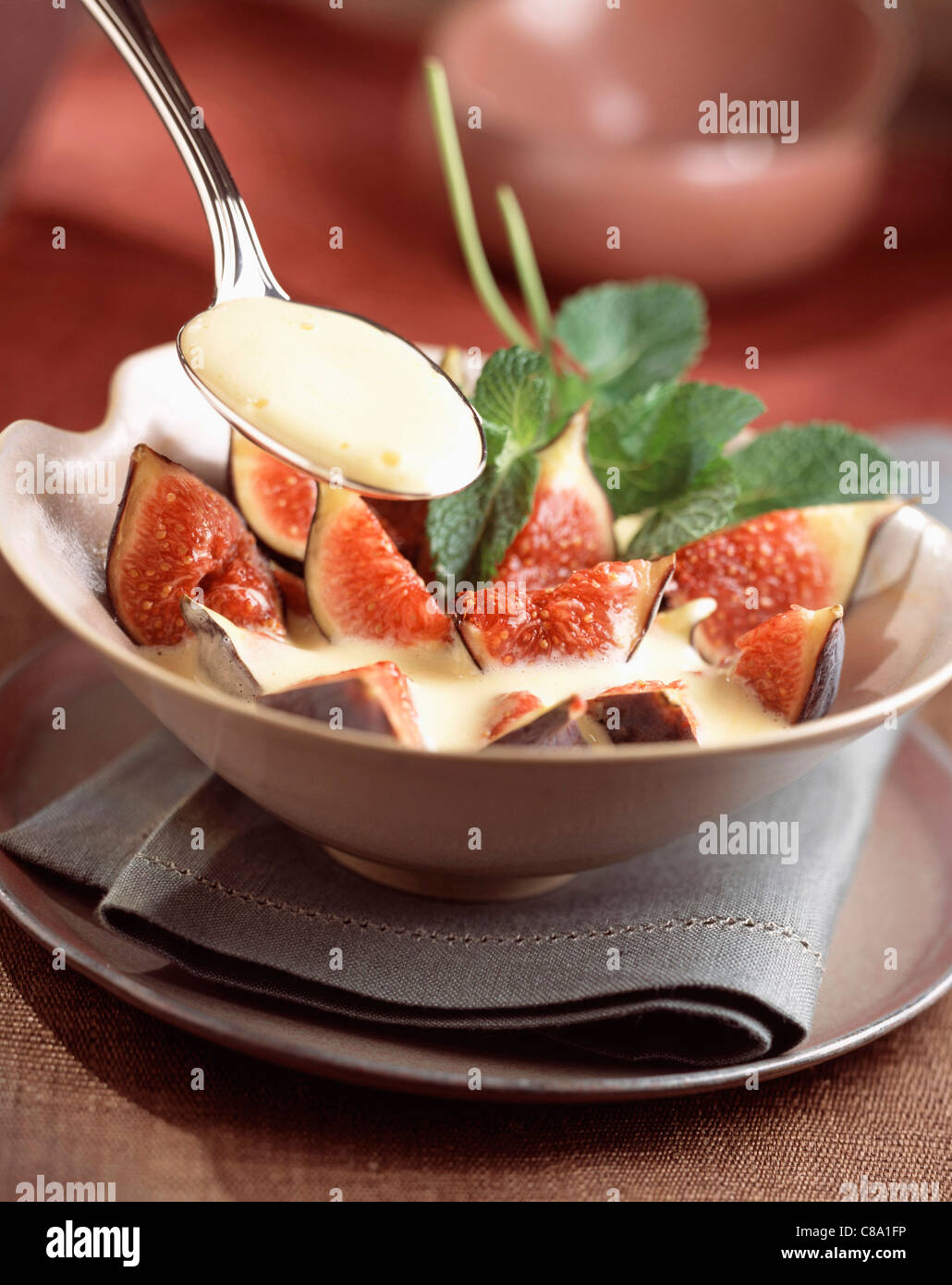 Sabayon fig and honey cream dessert Stock Photo Alamy