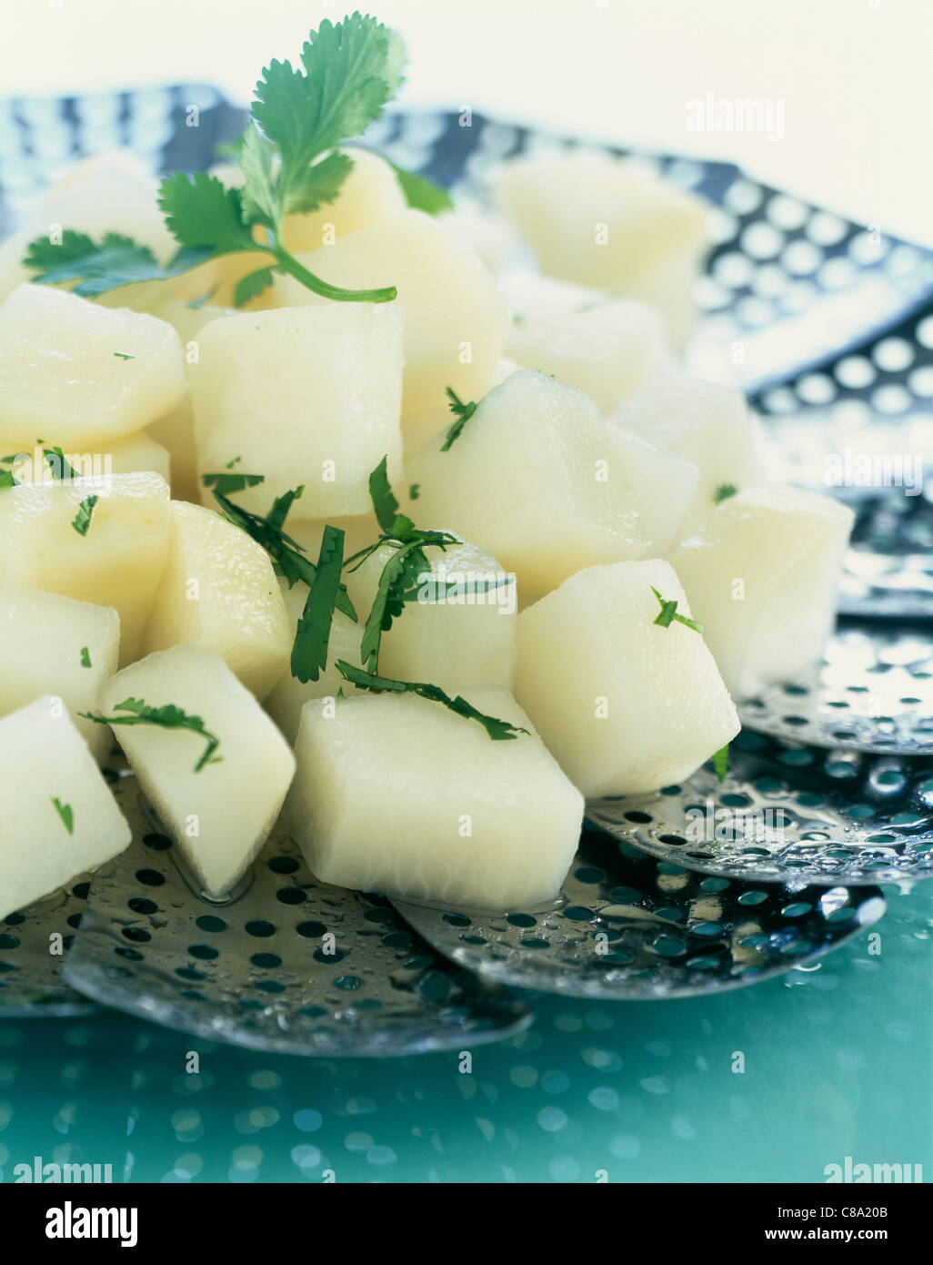 Diced cooked turnips Stock Photo Alamy