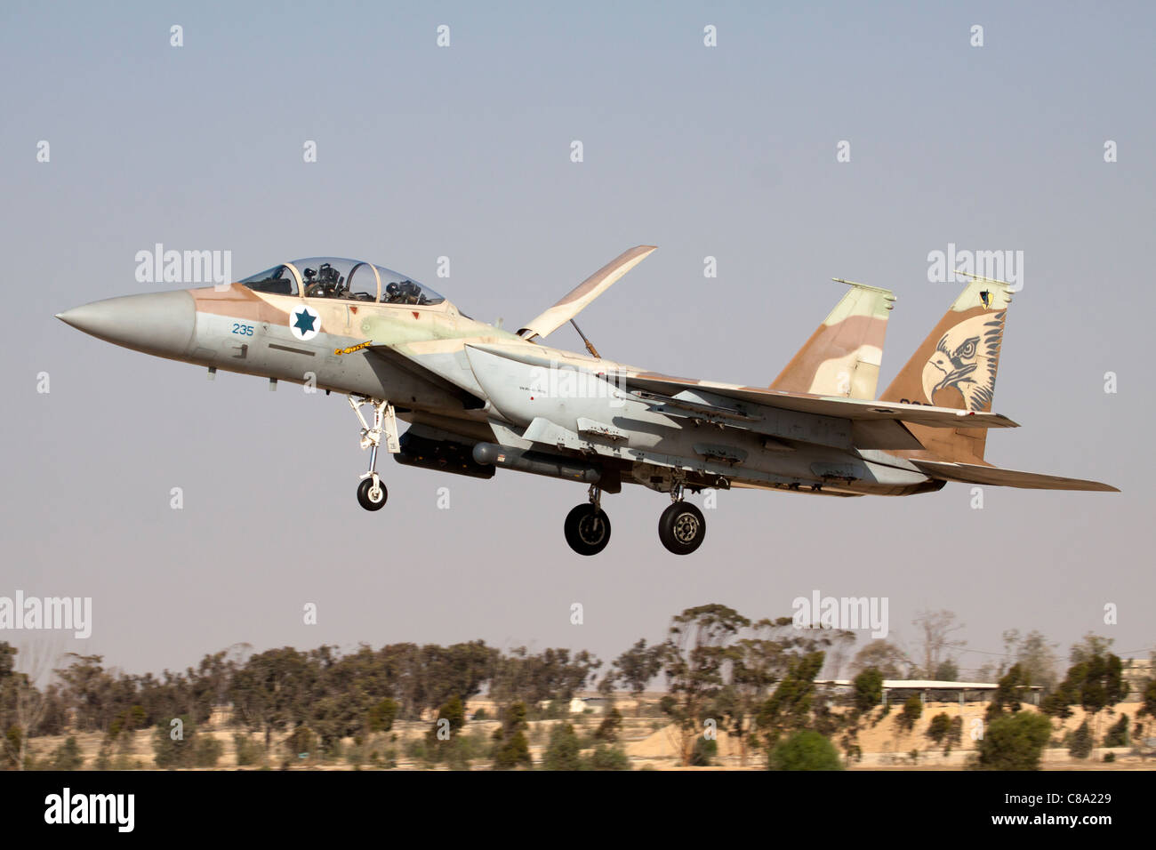 Israeli Air force F-15I Fighter jet landing Stock Photo