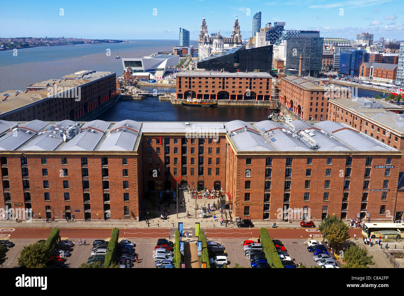Aeriel view of the Albert Docks, Liverpool, England Stock Photo