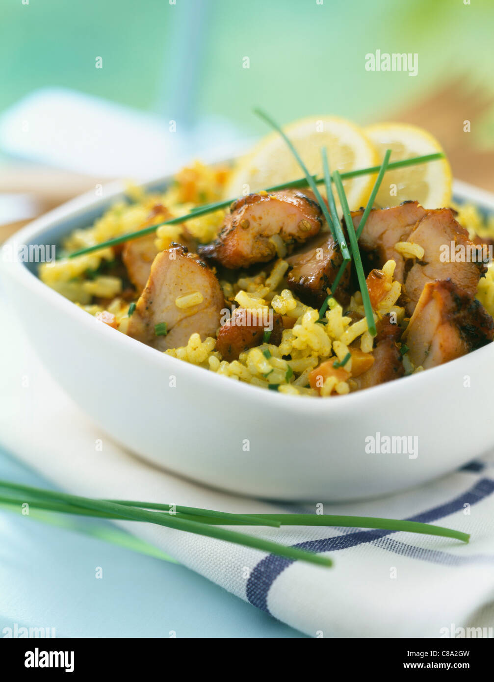 Indian-style rice and pork stir-fry Stock Photo - Alamy