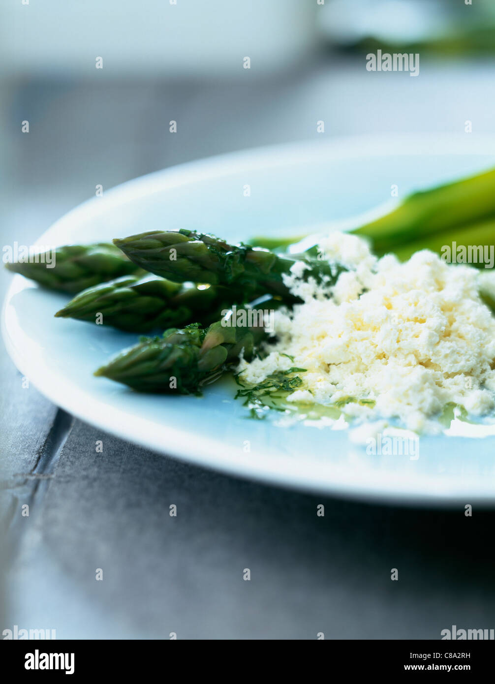 Green asparagus with Saint-Môret Stock Photo