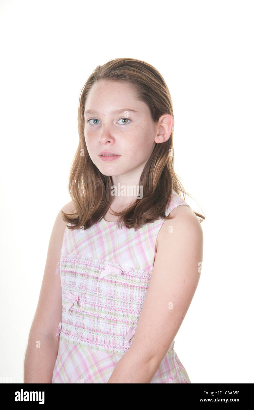 Girl in plaid dress Stock Photo Alamy