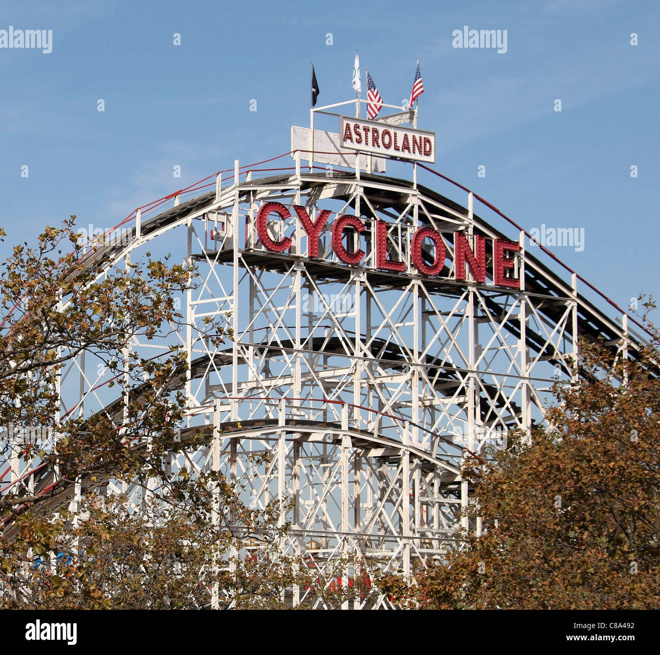 The Coney Island Cyclone in Brooklyn  which is on the Register of Historic Places Stock Photo
