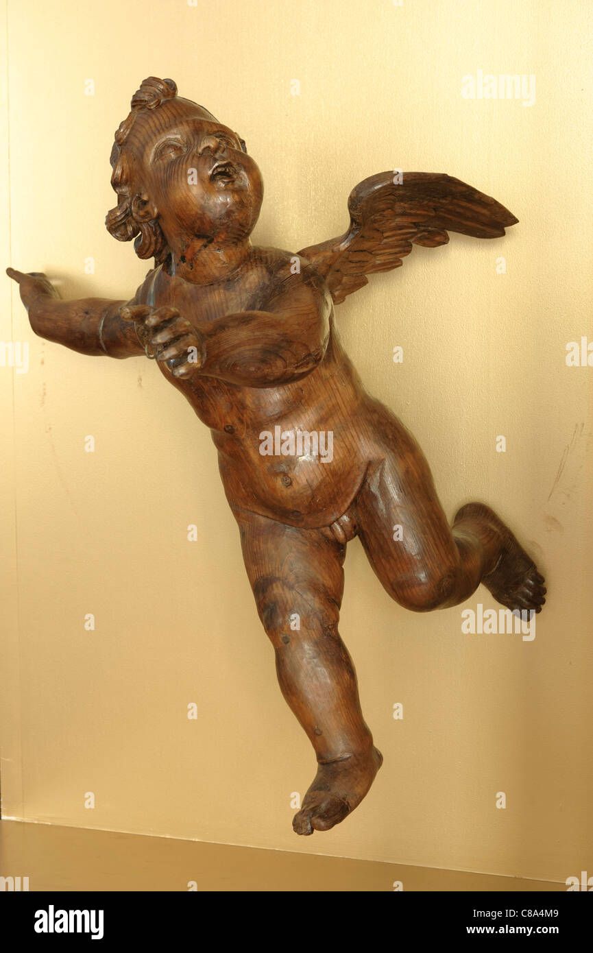 Wooden angel statue Stock Photo Alamy