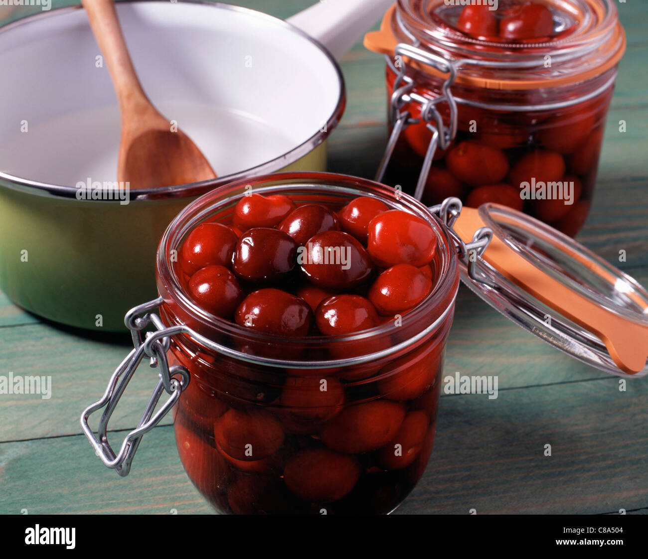 Cherries in syrup Stock Photo Alamy